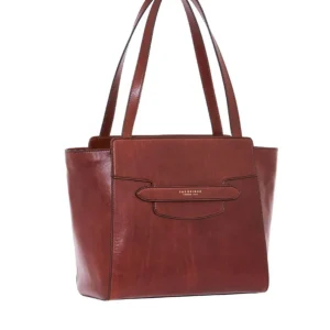 Borsa a spalla donna marrone in pelle