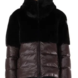 Giubbino donna marrone/nero in piuma