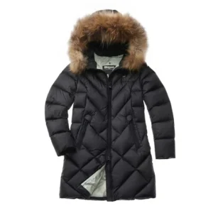 Giubbino donna nero in piuma