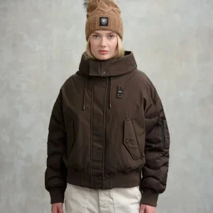 Giubbino donna marrone castagna in neoprene