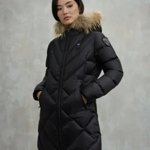 Giubbino donna nero in piuma