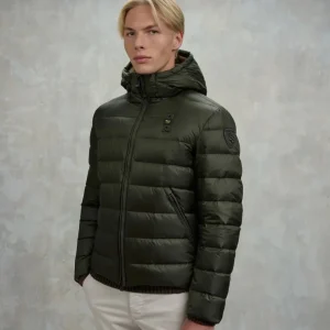 Giubbino uomo color tiglio in piuma