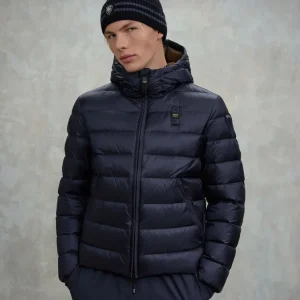 Giubbino uomo blu in piuma
