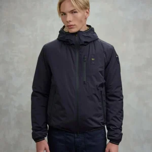 Giubbino uomo blu in tessuto idrorepellente