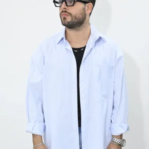 Camicia crop righe Sky NJB