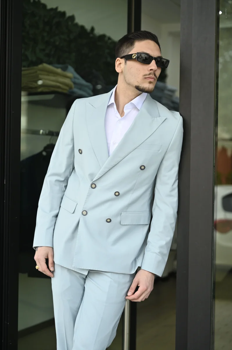 Abito turchese doppiopetto - immagine 3