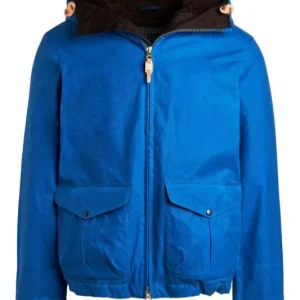 Giubbino uomo azzurro in cotone e lana