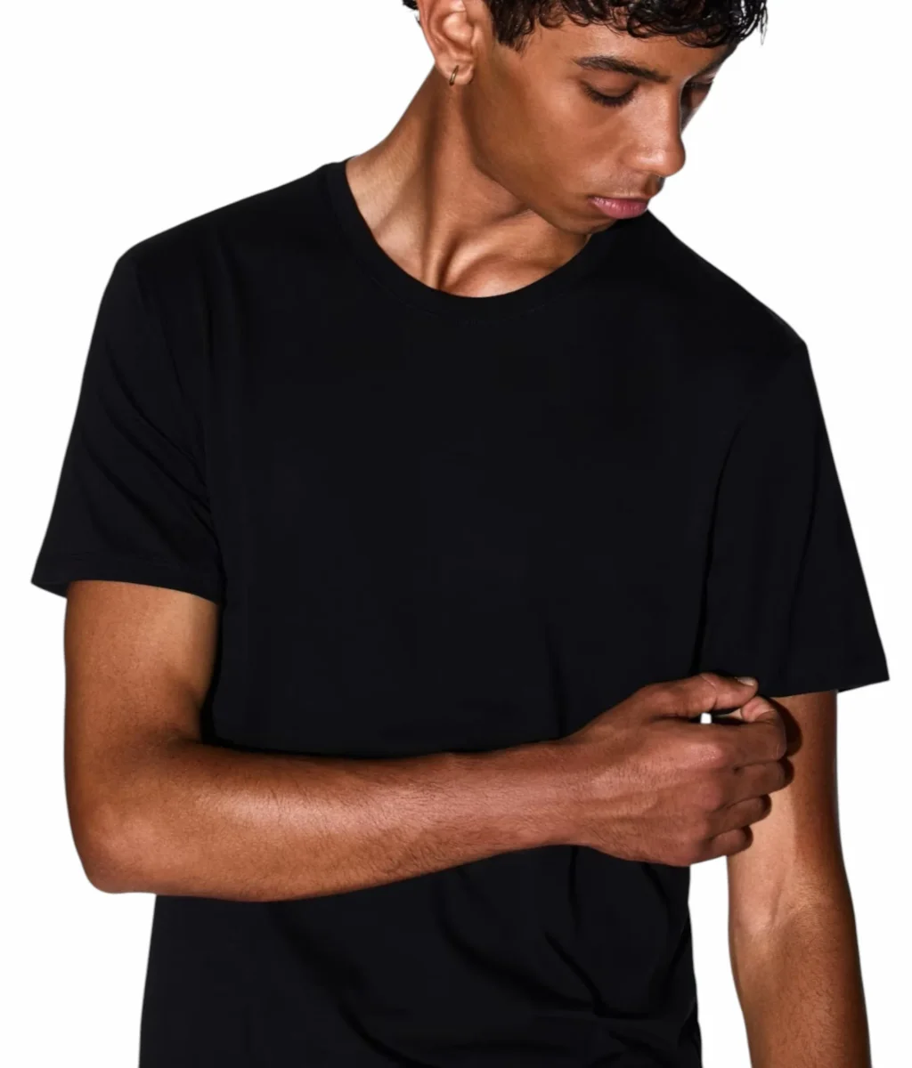 T-shirt uomo nera in cotone - immagine 4