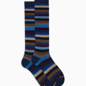 Calze uomo a righe blu in caldo cotone