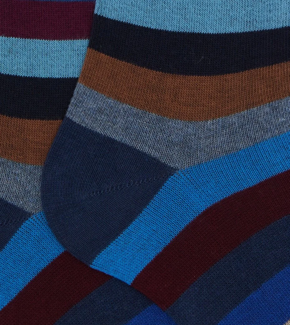 Calze uomo a righe blu in caldo cotone - immagine 3