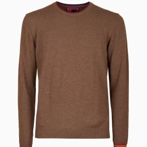 Pullover uomo marrone in misto viscosa e cashmere