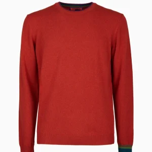 Pullover uomo arancio in misto viscosa  e cashmere