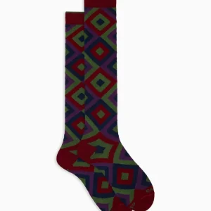 Calze lunghe uomo bordeaux in caldo cotone