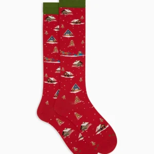 Calze lunghe uomo rosse in caldo cotone