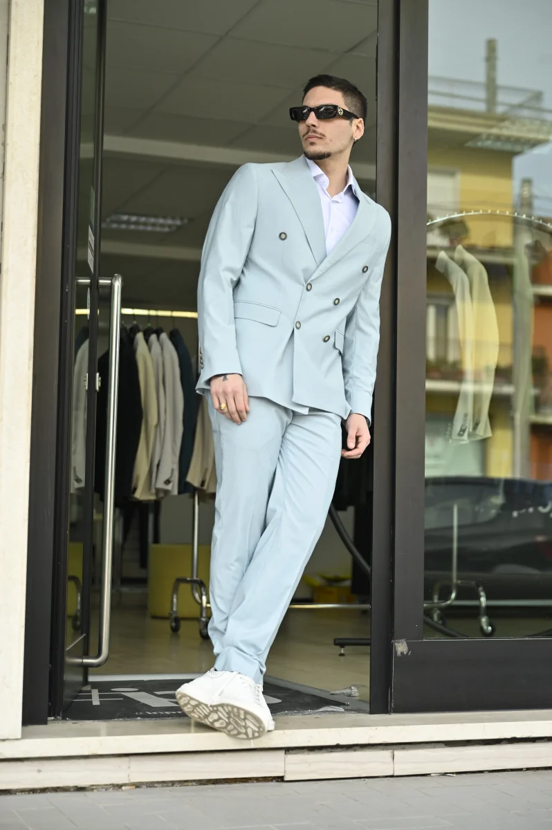 Abito turchese doppiopetto - immagine 4