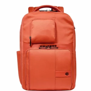 Zaino unisex arancio in tessuto e pelle