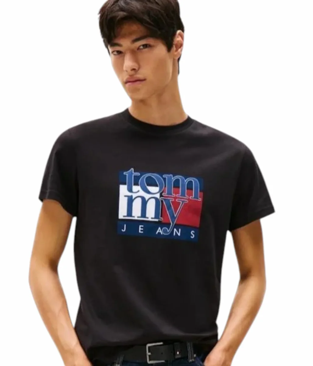 T-shirt uomo nera in cotone - immagine 2