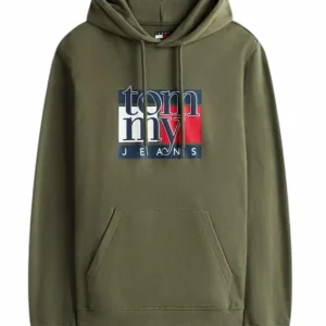 Felpa uomo verde in cotone