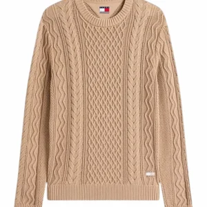 Pullover uomo beige in cotone
