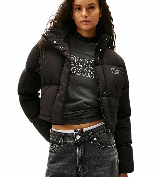 Giubbino donna nero in piuma - immagine 4