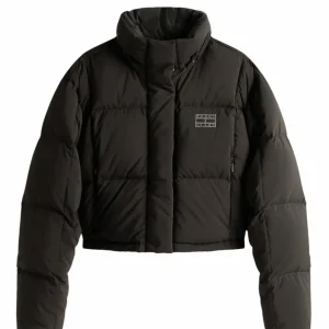 Giubbino donna nero in piuma