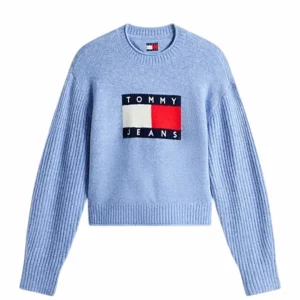 Pullover donna color iris in misto lana mélange