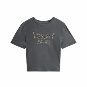 T-shirt donna nera in cotone