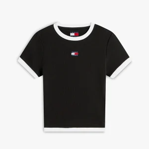 T-shirt donna nera in cotone