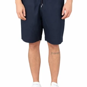Bermuda uomo blu in misto lino