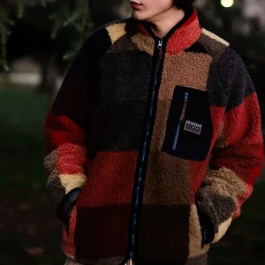 Giubbino uomo check multicolor in sherpa