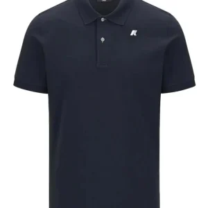 Polo uomo blu in piquet di cotone