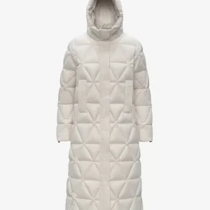 Giubbino lungo donna bianco in piuma