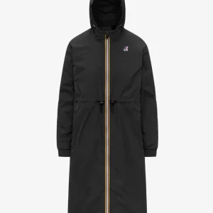 Giubbino lungo donna nero in nylon ripstop