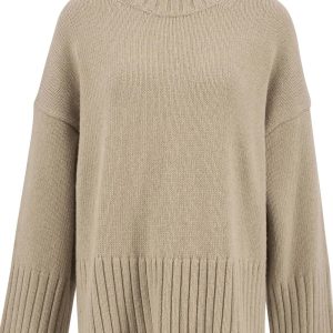 Maglia donna beige in misto lana