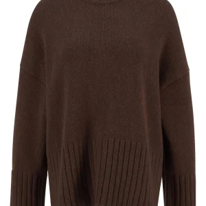 Maglia donna marrone in misto lana