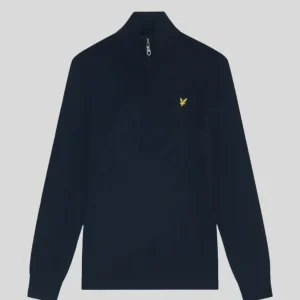 Maglione uomo blu scuro in cotone merino