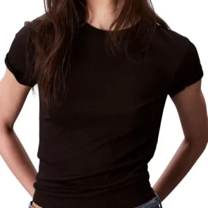 T-shirt donna nera in cotone