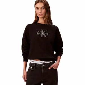 Felpa donna nera in misto cotone