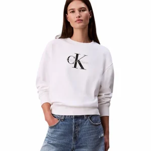 Felpa donna bianca in misto cotone