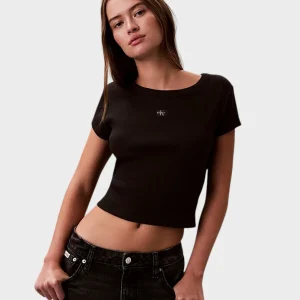 T-shirt donna nera in cotone