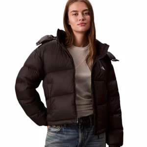 Giubbino donna nero in piuma