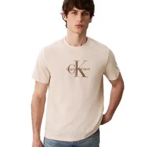 T-shirt uomo color gesso in cotone