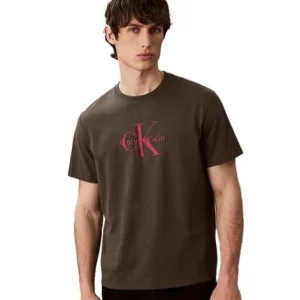 T-shirt uomo verde militare in cotone