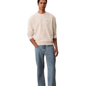 Felpa uomo color gesso in misto cotone