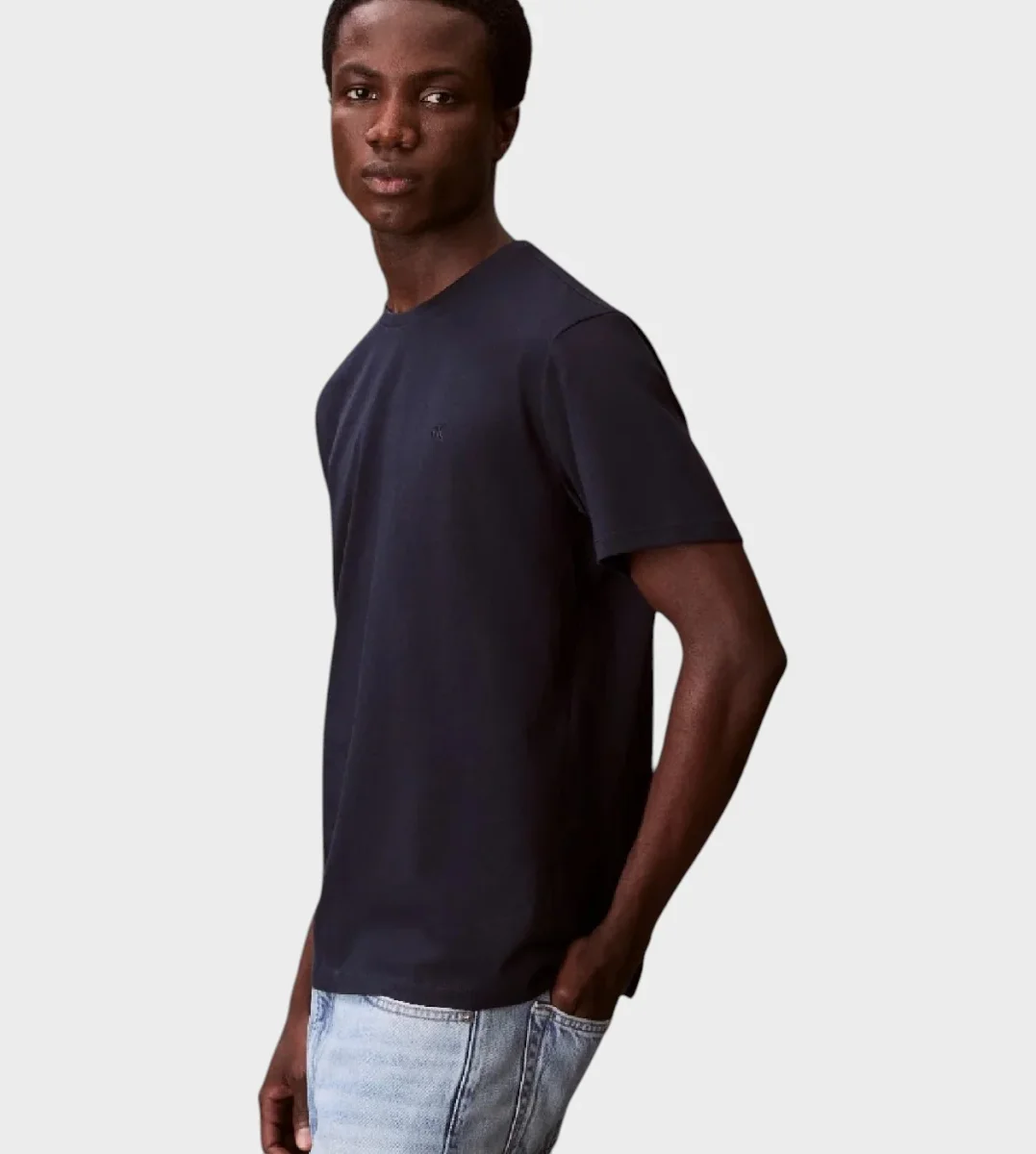 T-shirt uomo blu in cotone - immagine 3
