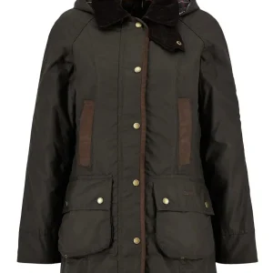 Giubbino donna oliva in cotone cerato