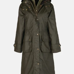 Giubbino donna verde oliva in cotone cerato