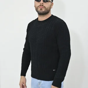 Maglione Gianni Lupo trecce ciniglia nero