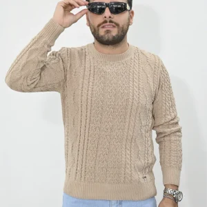 Maglione Gianni Lupo trecce ciniglia beige