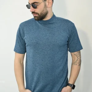 T-shirt in filo lavorata petrolio